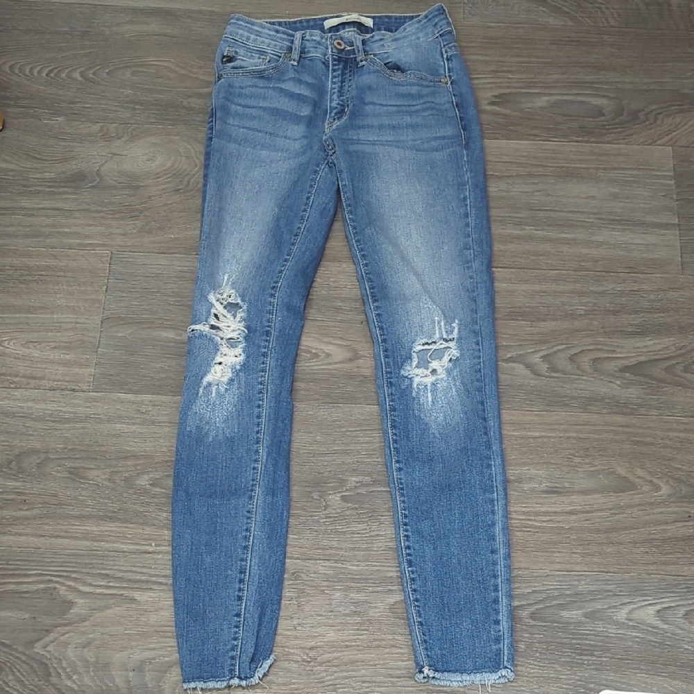 Kancan Stylish Blue Distressed Women Jeans